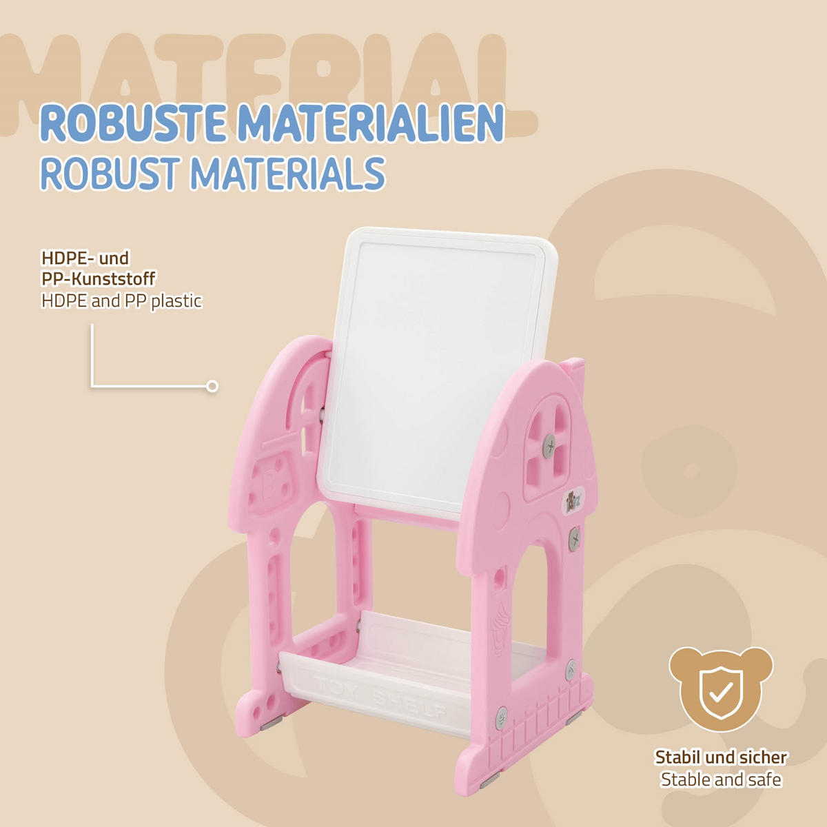 KINDERSPIELTISCH 2in1 mit Hocker Rosa-Weiß - Pink, Kunststoff (39/71/37.5cm) - Joyz