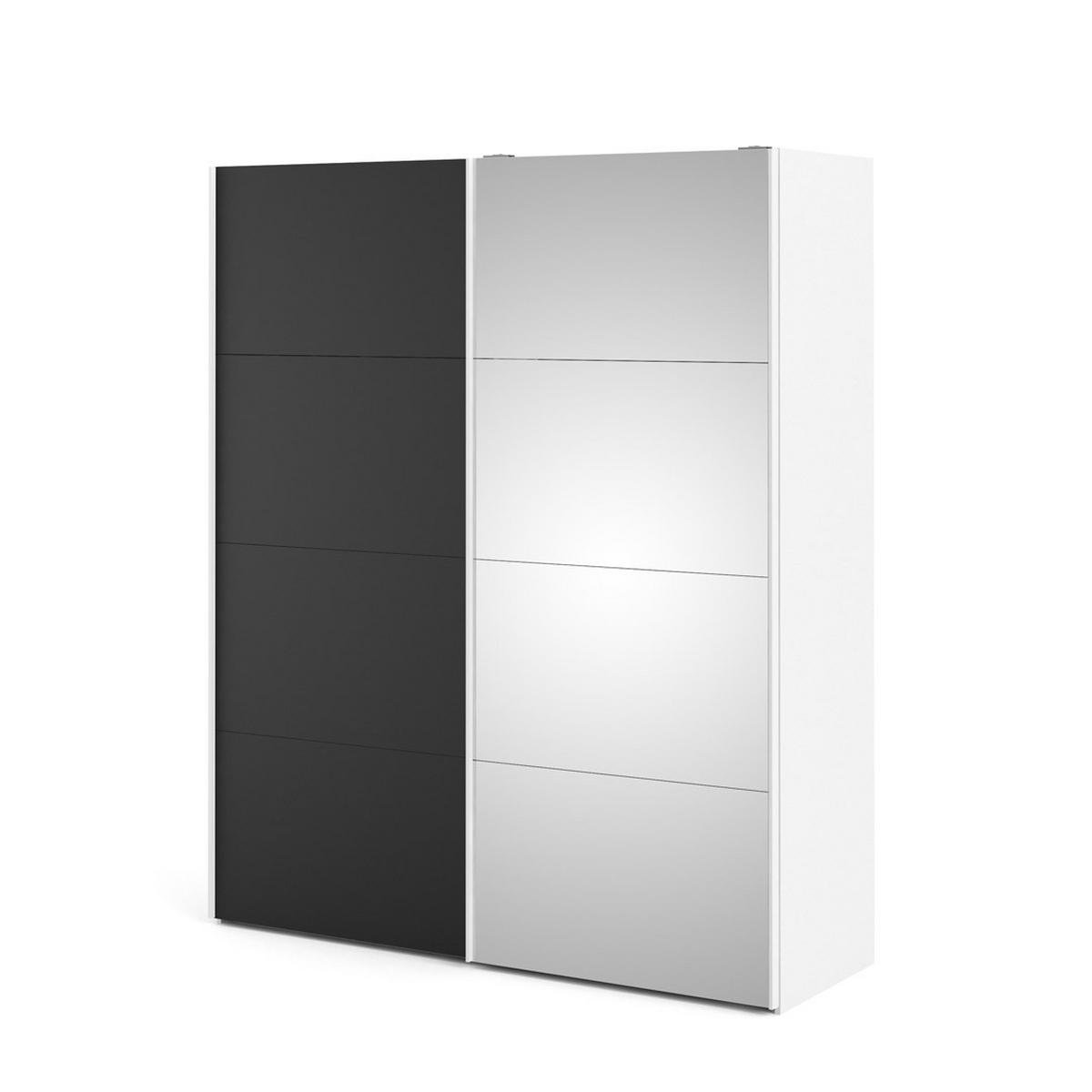 SCHWEBETÜRENSCHRANK mattschwarz - Weiß, Holzwerkstoff (183/221/61cm) - ebuy24