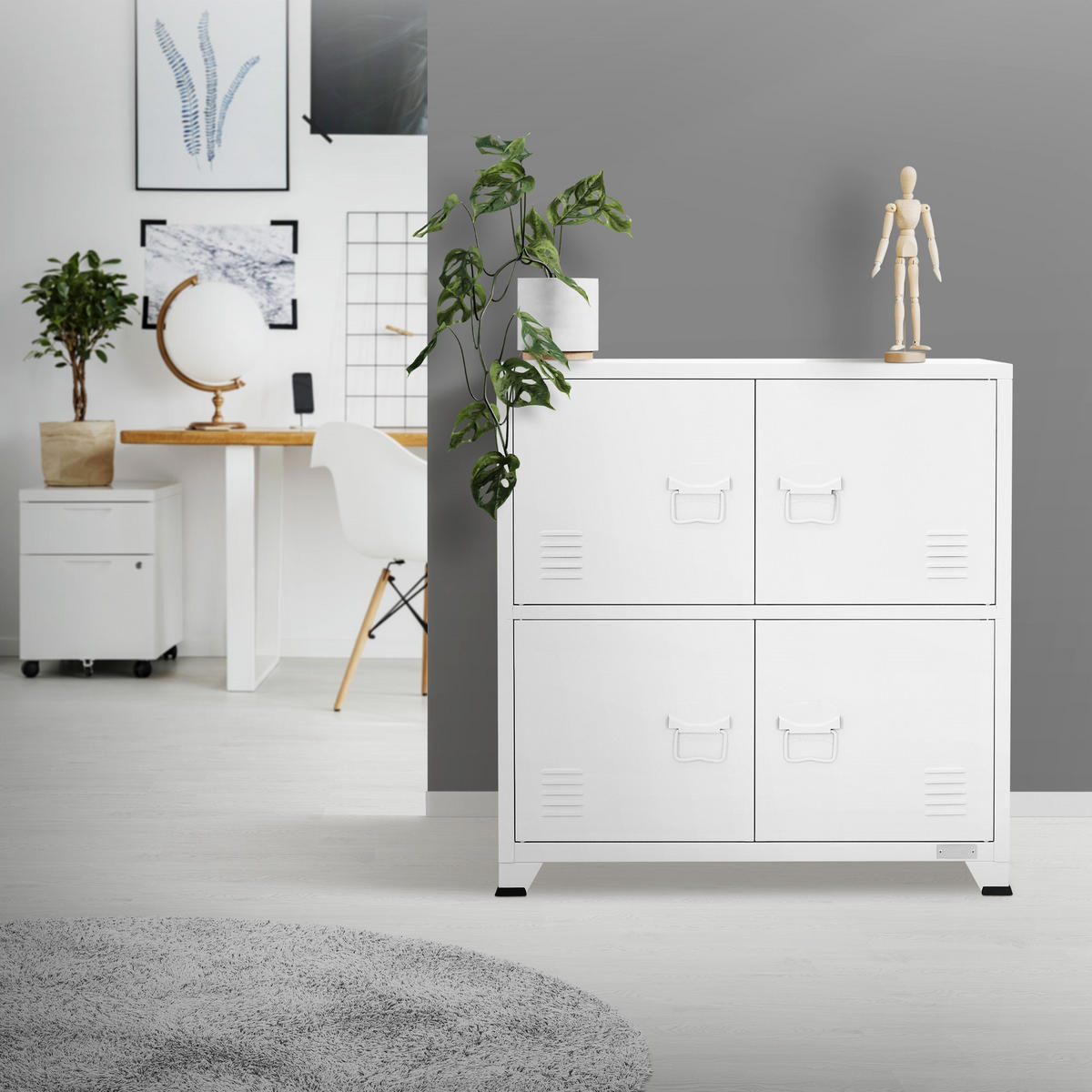 AKTENSCHRANK 75x40x80,5 cm Weiß aus Stahl - Weiß, Metall (40/80.5/75cm) - ML-DESIGN