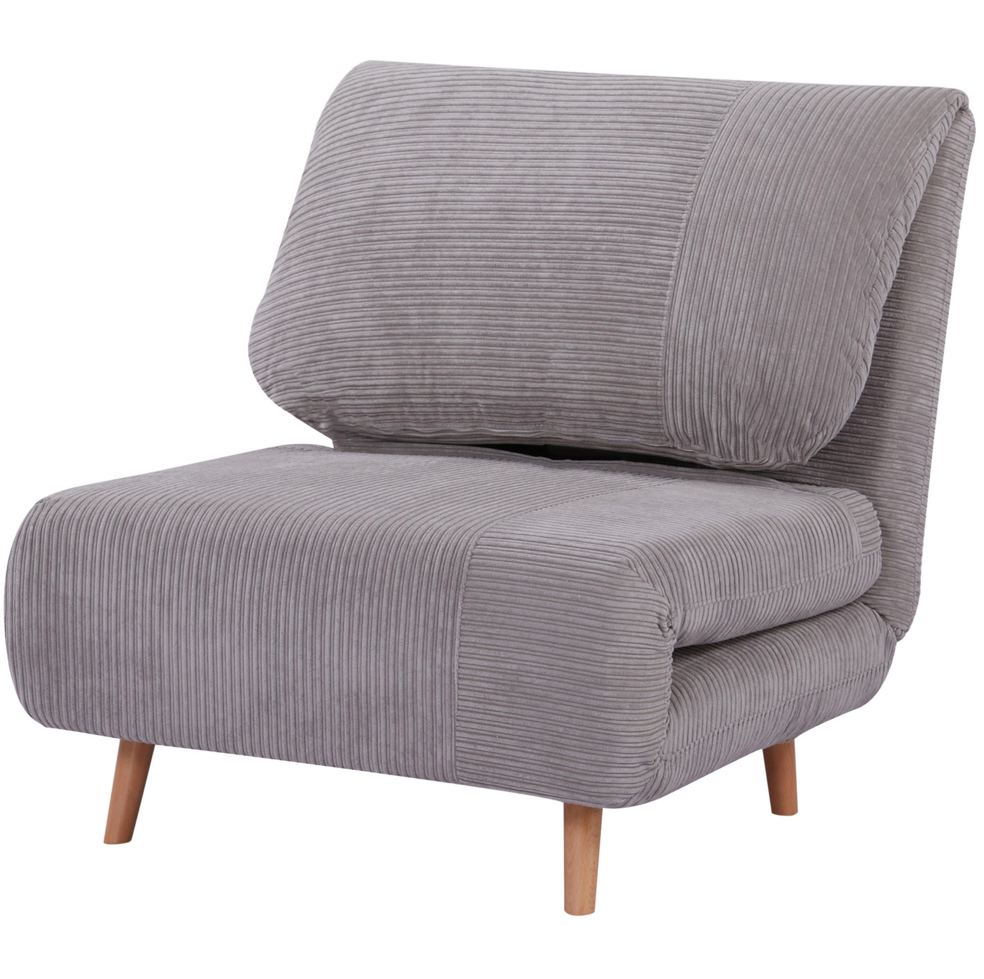 Redom ROZKLÁDACÍ křeslo 82/89/83 cm s funkcí lůžka, polohovatelnou opěrkou a dřevěnou konstrukcí, Světle šedá