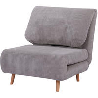 SCHLAFSESSEL 2-in-1 mit Cordbezug & verstellbarer Rückenlehne, 82/89/83 cm, hellGrau - Hellgrau, Holz (82/83/89cm) - Redom