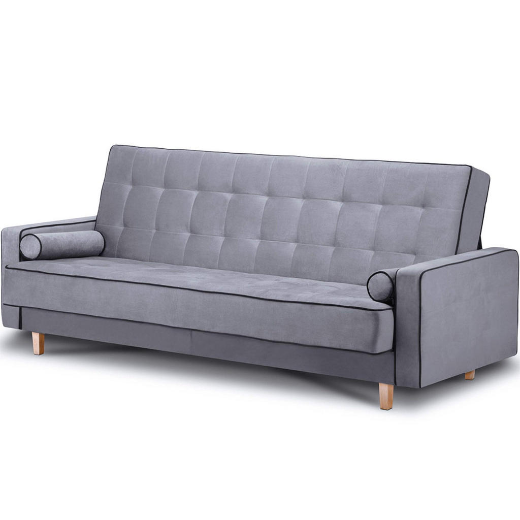 Thumbnail - Konsimo® 3-Sitzer-Schlafsofa, Grau, Schwarz, Textil, Rechteckig, 223x94x93 cm, Hergestellt in Europa, Wohnzimmer, Sofas ...