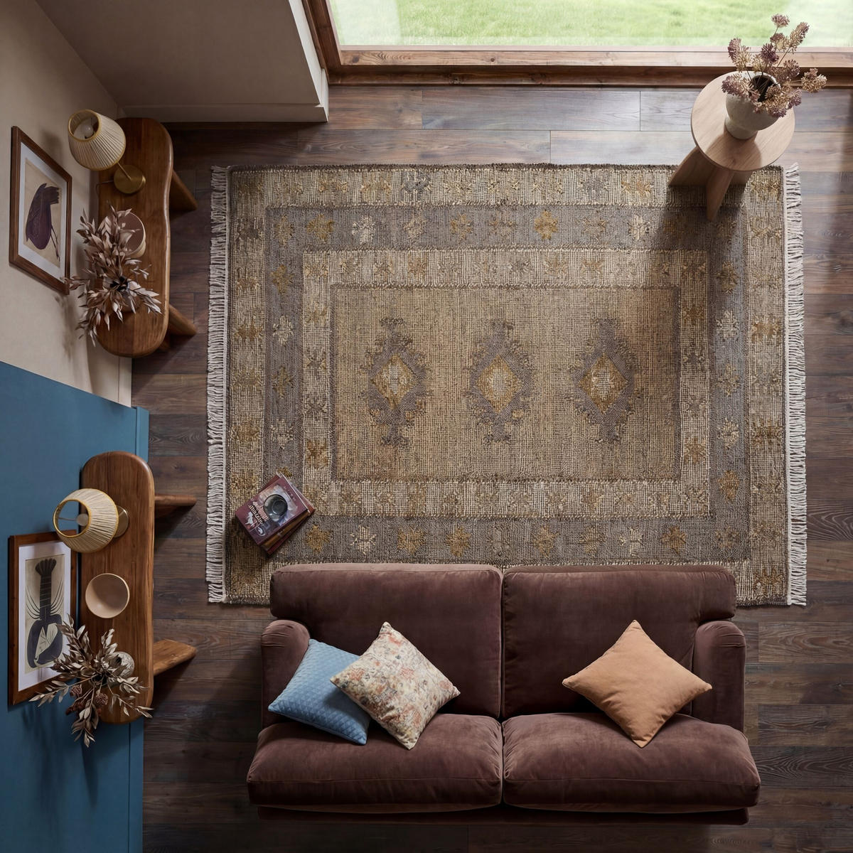 NATURTEPPICH handgewebt mit Fransen BERMEO, im Vintage-Stil, Natur, 200 x 290 cm - Beige, Textil (290/200cm) - KADIMA DESIGN
