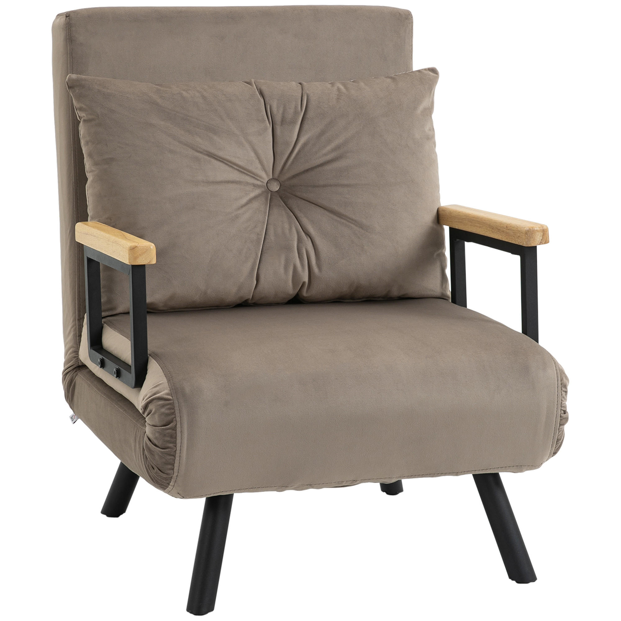 SCHLAFSESSEL - Hellbraun/Schwarz, Holz/Textil (73/81/63cm) - HOMCOM
