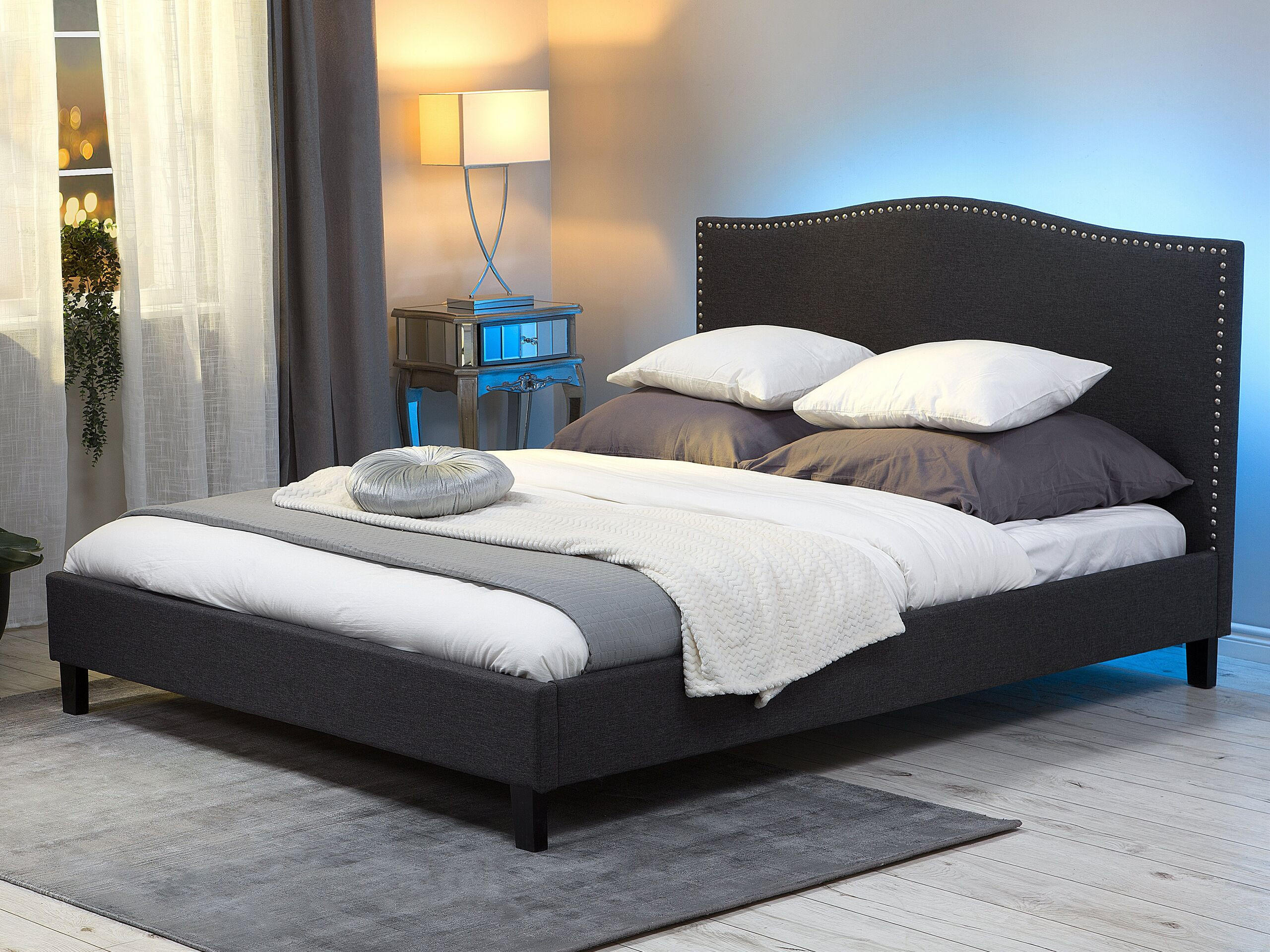 POLSTERBETT 180/200cm Dunkelgrau Montpellier - Dunkelgrau, Textil (180/200cm) - Beliani