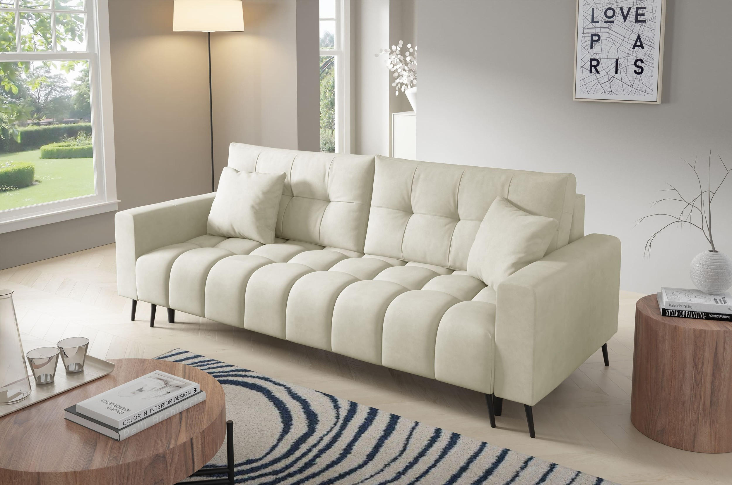 Thumbnail - Möblo Schlafsofa, Beige, Holz, 233x72x101 cm, Wohnzimmer, Sofas & Couches, Schlafsofas