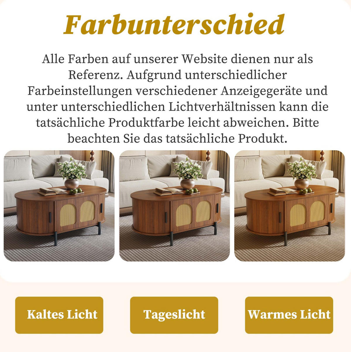 COUCHTISCH 100/50/40 cm nussbaum aus MDF mit Rattan-Schiebetüren und Stauraum - Walnussfarben, Holzwerkstoff (50/100/40cm) - OKWISH