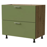 SCHUBLADENUNTERSCHRANK Brerra D2A/90/1A Korpus eiche artisan / Front RAL 6025 farngrün Matt 90 / 50 / 82 cm - Eiche Artisan/Grün, Holz/Holzwerkstoff (90/82/50cm) - Feldmann-Wohnen
