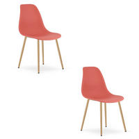 ESSZIMMERSTUHL 2-er Set KALEO Zinnoberroter Sitz, natürliche Beine - Rot/Naturfarben, Kunststoff (46/84/51cm) - Valora