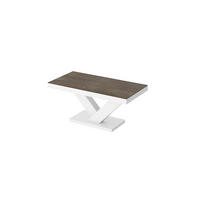 COUCHTISCH rechteckig Rostoptik Weiß Hochglanz 120/60/49 cm - Weiß Hochglanz/Rostfarben, Holzwerkstoff (60/120/49cm)