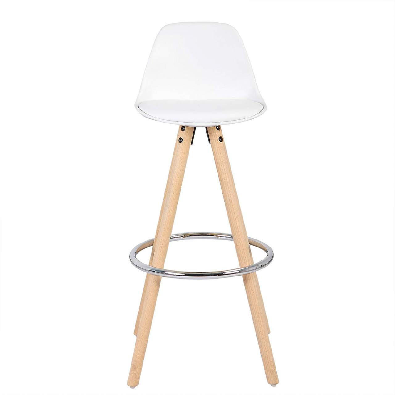BARHOCKER Kunstleder, Holzgestell, Weiß - Eichefarben/Weiß, Holz/Kunststoff (38.5/96.5/38.5cm) - Woltu