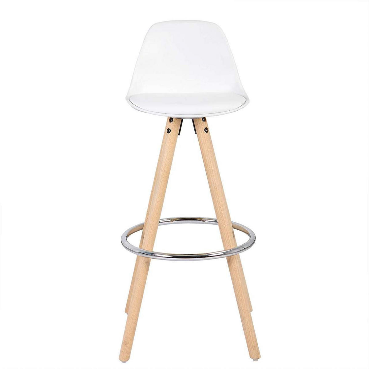 BARHOCKER Kunstleder, Holzgestell, Weiß - Eichefarben/Weiß, Holz/Kunststoff (38.5/96.5/38.5cm) - Woltu