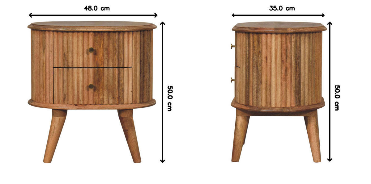 NACHTTISCH Soba mit 2 Schubladen, Nordische Beine, Beige - Beige/Messingfarben, Mangoholz/Holz (48/50/35cm) - Artisan Furniture