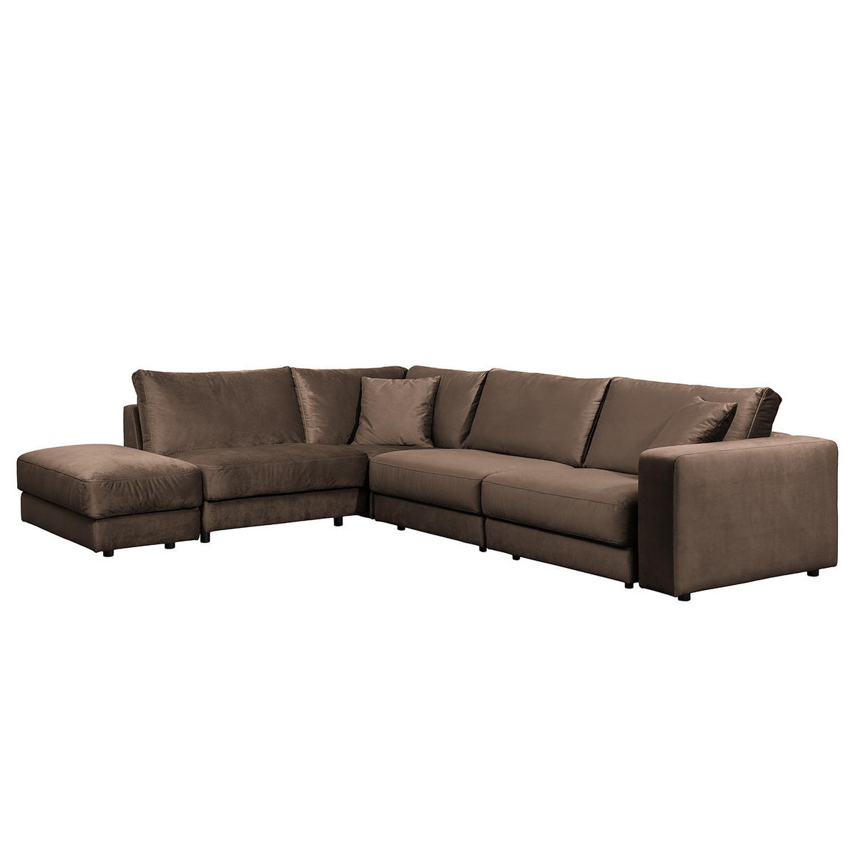 ECKSOFA - Samt - Schwarz/Braun, Textil/Metall (314/260cm) - home24