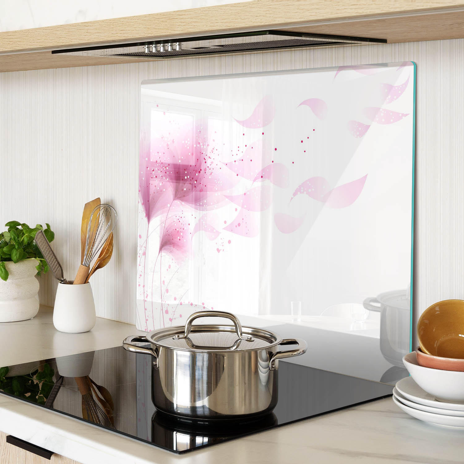 GLASPLATTE 60x52 cm Rosa Blume - Pink, Glas (60/0.4/52cm) - TULUP