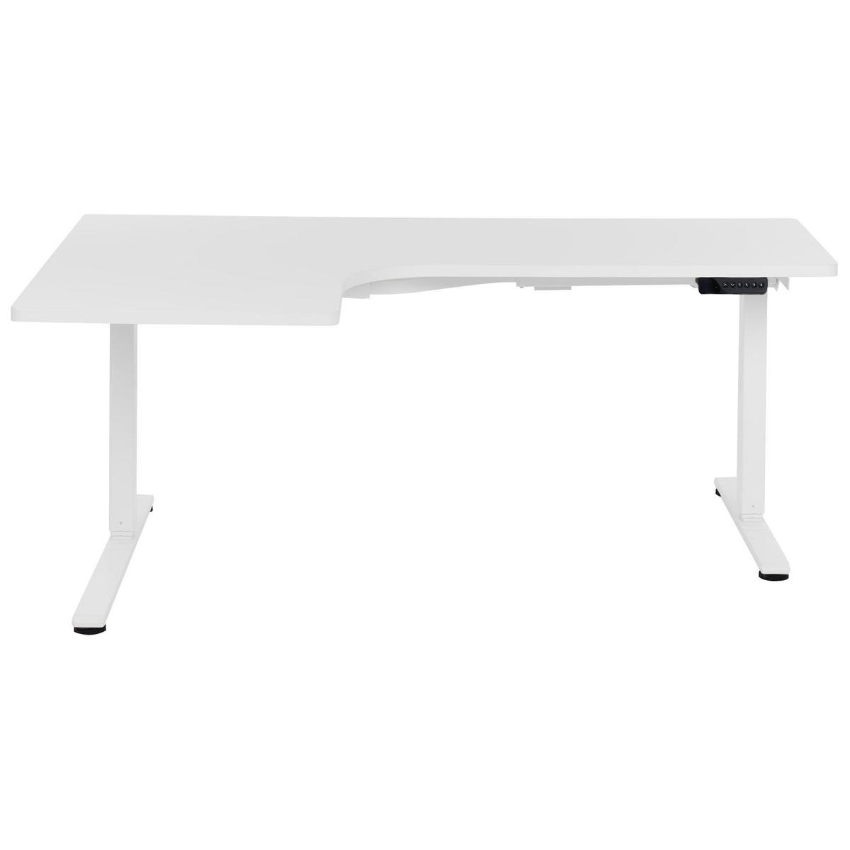ECKSCHREIBTISCH elektrisch höhenverstellbar 160/109 cm Weiß linksseitig Destines - Weiß, Holzwerkstoff/Metall (109/160/60cm) - Beliani