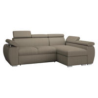 ECKSOFA Boston Mini Premium Cord 2RLC Seite: Rechts 2R+LC - Chromfarben/Naturfarben, Holz/Textil (255/170cm) - MIRJAN24