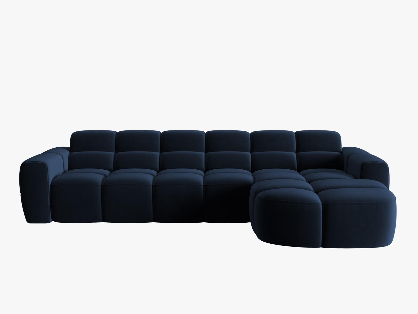 ECKSOFA rechts Lisa aus Samt königsblau 4 Sitzplätze - Dunkelblau, Textil (170/310cm) - Micadoni