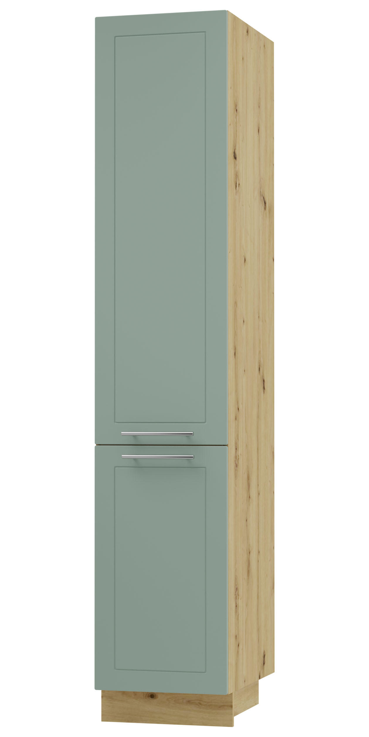 APOTHEKERSCHRANK Kvantum 2D14K/40/kargo Mint Matt / Eiche Artisan Matt 40 / 59 / 207cm - Eiche Artisan/Mintgrün, Holz/Holzwerkstoff (40/207/59cm) - Feldmann-Wohnen