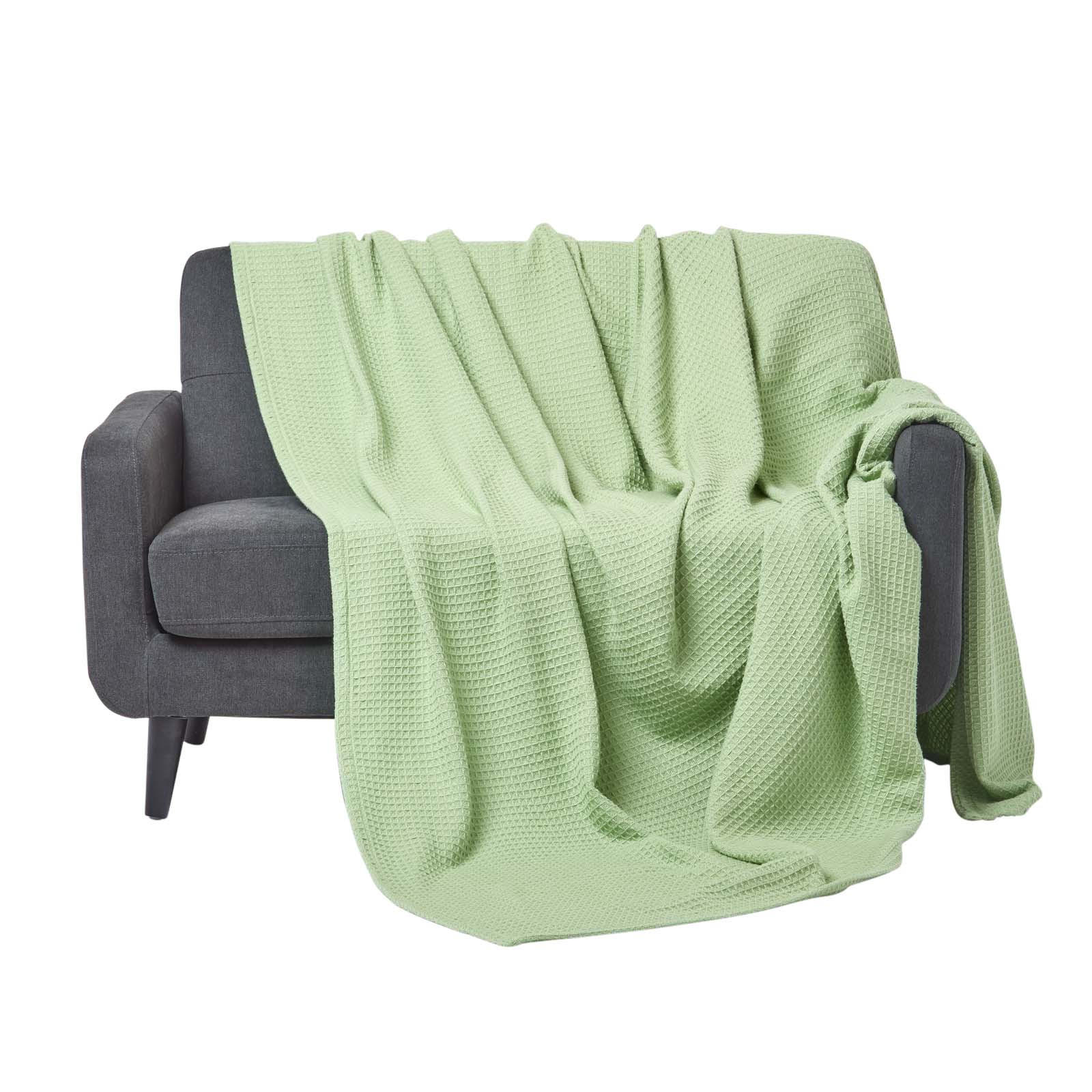 BIO-WOHNDECKE Waffelpiqué 230/230 cm - Grün, Textil (228/228cm) - Homescapes
