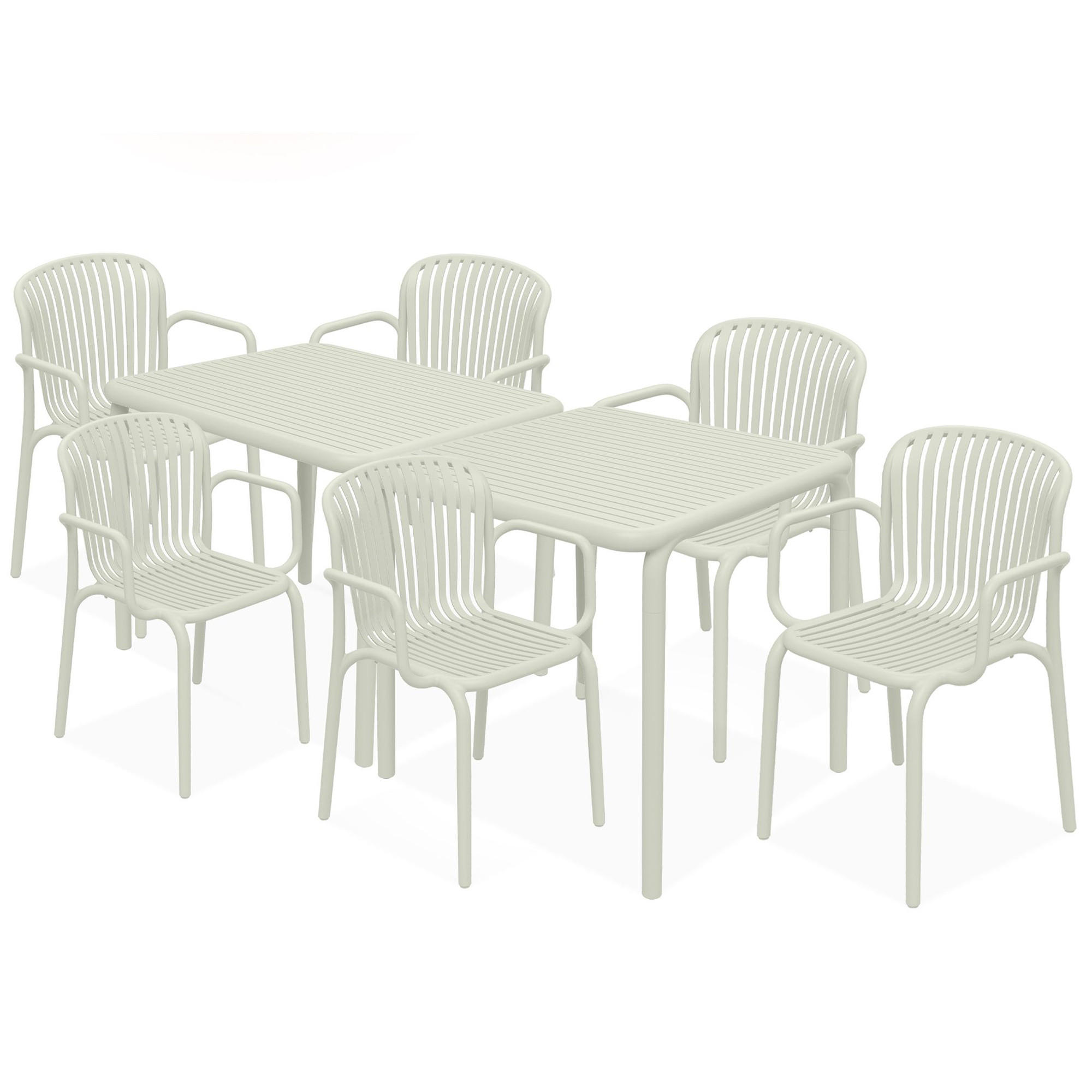 GARTEN ESSGRUPPE FICCARI, Gartenmöbel-Set 8-tlg, Beige - Beige, Kunststoff - KONSIMO®