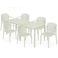 GARTEN ESSGRUPPE FICCARI, Gartenmöbel-Set 8-tlg, Beige - Beige, Kunststoff - KONSIMO®