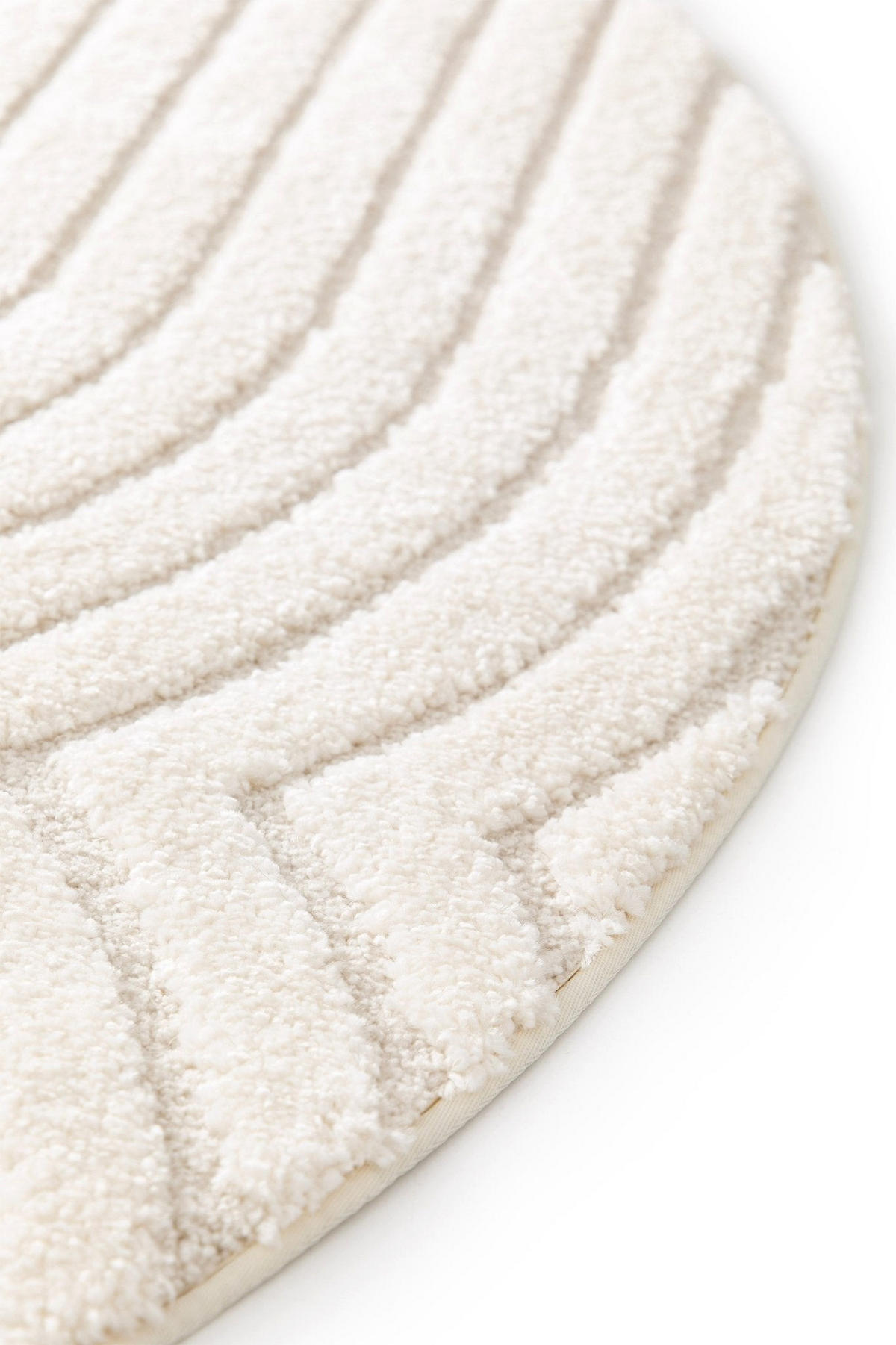 RUNDER Design Teppich mit Reliefeffekt elfenbein weiss - Weiß, Textil (120/120cm) - AFK Living