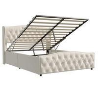 POLSTERBETT 140x200 cm Samt beige Stauraum Lattenrost - Beige, Metall (140/200cm)