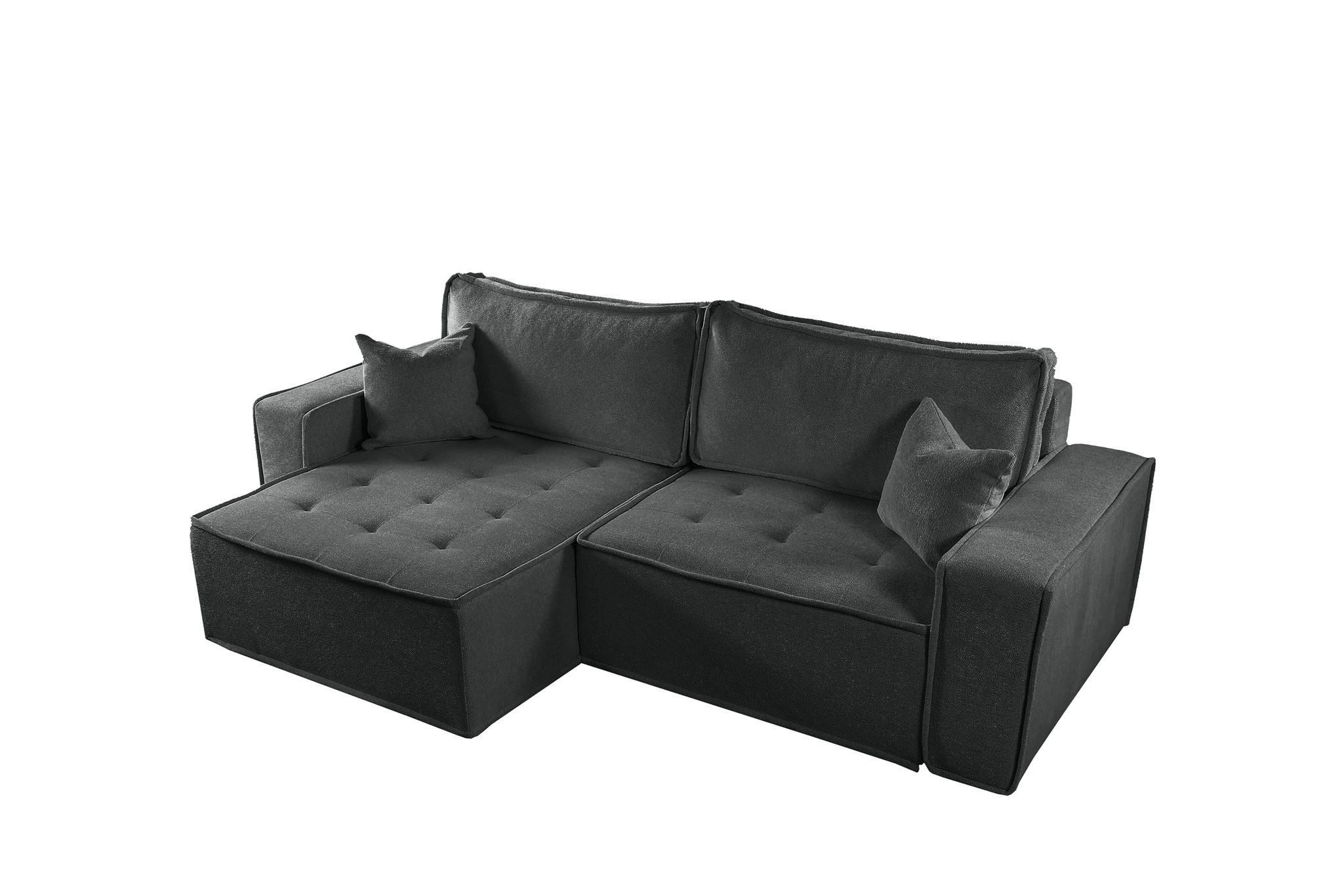 ECKSOFA Schlafsofa Flosi In Raven - Anthrazit, Holzwerkstoff/Textil (248/140cm) - Fun Möbel