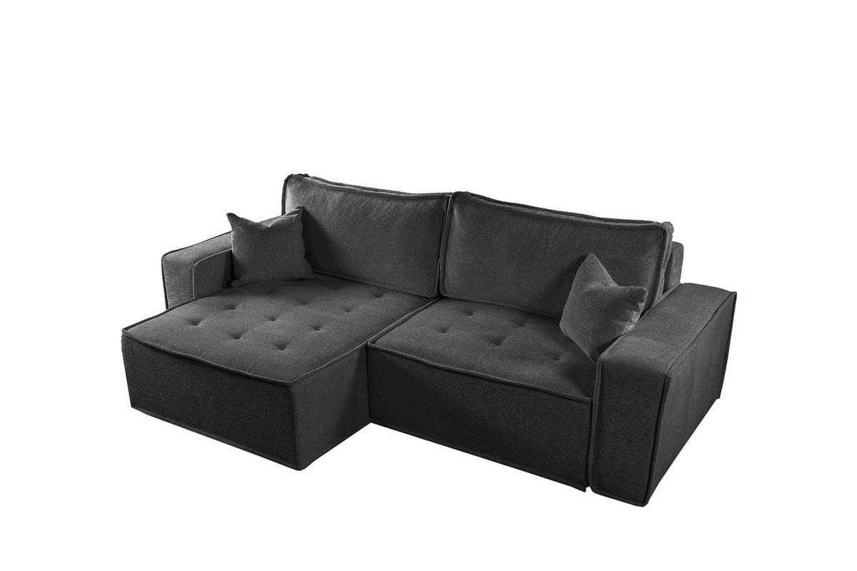ECKSOFA Schlafsofa Flosi In Raven - Anthrazit, Holzwerkstoff/Textil (248/140cm) - Fun Möbel