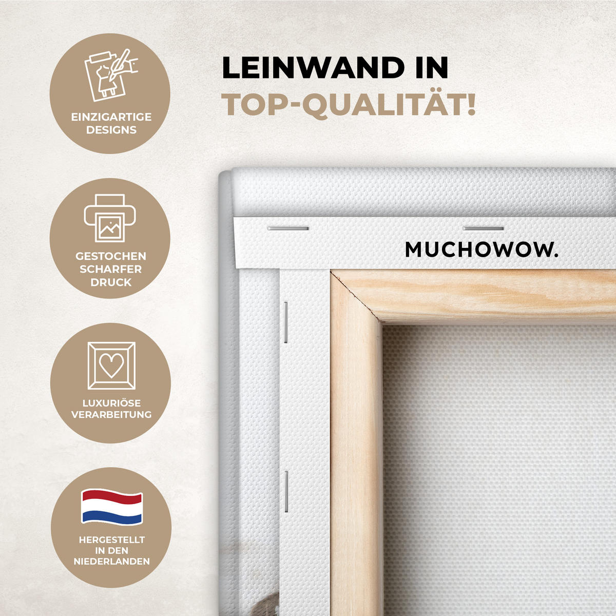 LEINWANDBILD Hirsche - Winter - Schnee - Tiere - Jahreszeiten - Weiß 20x30 cm - Hellbraun, Textil (20/30cm) - MuchoWow