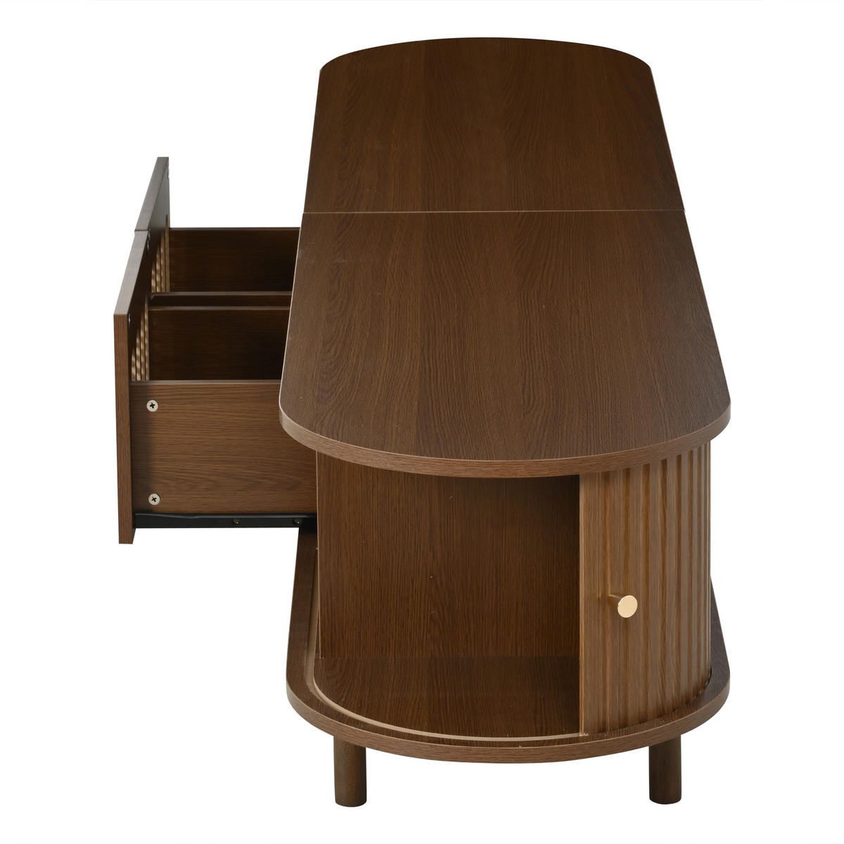 TV-SCHRANK 180cm Nussbaum Rattan 2 Schubladen Lowboard - Walnussfarben, Holzwerkstoff (180/40/40cm) - FLIEKS