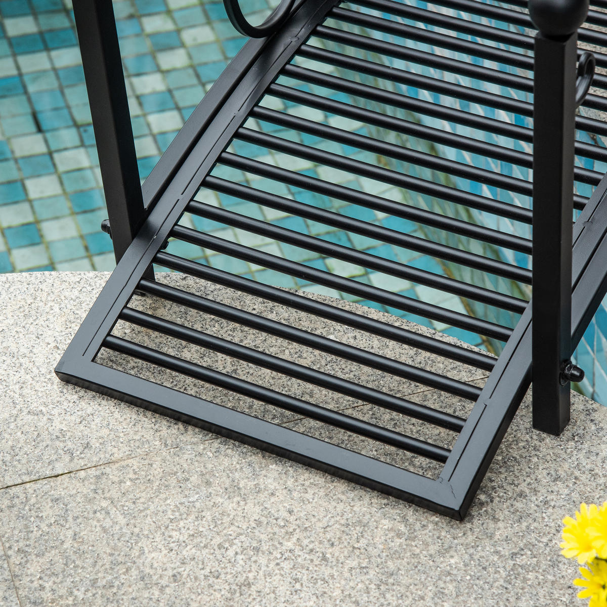 TEICHBRÜCKE Metall Schwarz - Schwarz, Metall (102/48/49cm) - Outsunny