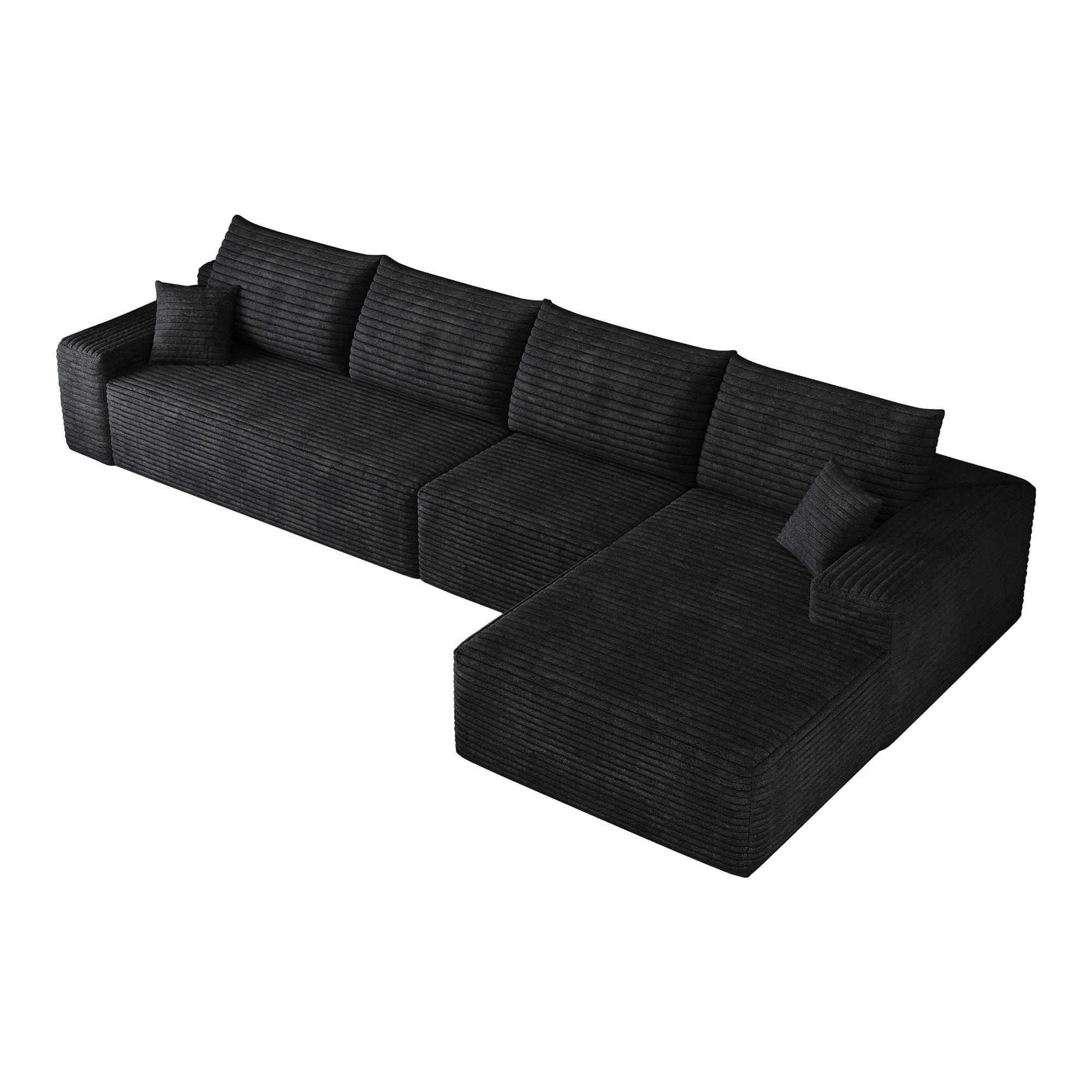 ECKSOFA DE-34857 3-Sitzer Chaiselongue rechts Schwarz - Schwarz, Textil (175/270cm) - ComfortXL
