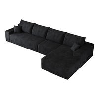 ECKSOFA DE-34857 3-Sitzer Chaiselongue rechts Schwarz - Schwarz, Textil (175/270cm) - ComfortXL