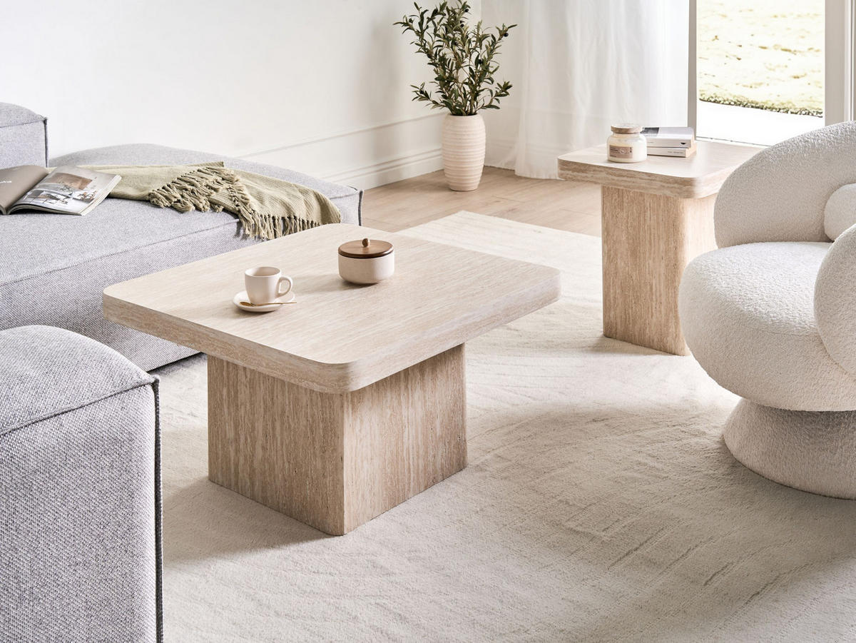 COUCHTISCH Beige Duson - Beige, Holzwerkstoff (80/80/44cm) - Beliani