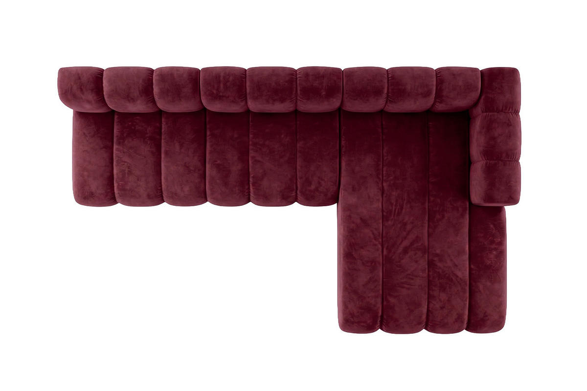 ECKSOFA Modulares In L-Form, Velvet-Stoff Riviera, Rotwein, Rechts, GRAND 295 cm - Dunkelrot, Holz (295/179cm) - Kaiser Möbel