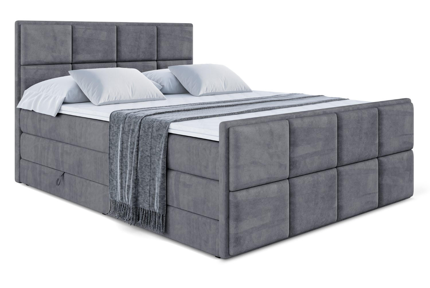 BOXSPRINGBETT NOVA-Z KING - 180 x 200 - H3/H4 - Dunkelgrau - Dunkelgrau, Holzwerkstoff (180/200cm) - ALTDECOR
