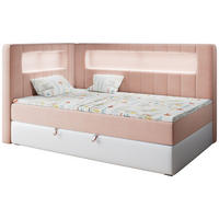 BOXSPRINGBETT JUNIOR GOLD 3 90/200 Rosa/Weiß - linke Seite - Rosa/Weiß, Holz/Textil (90/200cm) - MKS