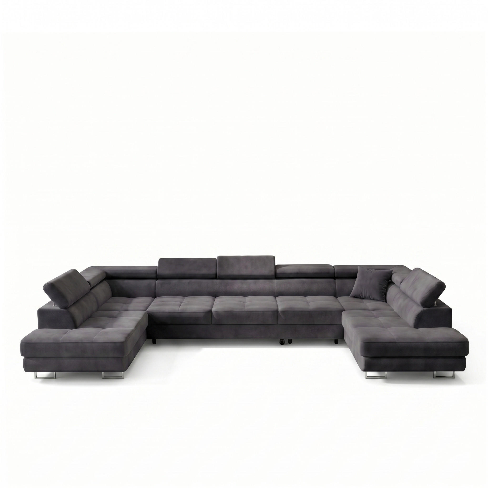 ECKSOFA U-Form WILD MAXI U2 mit Schlaffunktion 125x329 Velours Anthrazit - Chromfarben/Graphitfarben, Holz/Textil (400/90/203cm) - Muffo