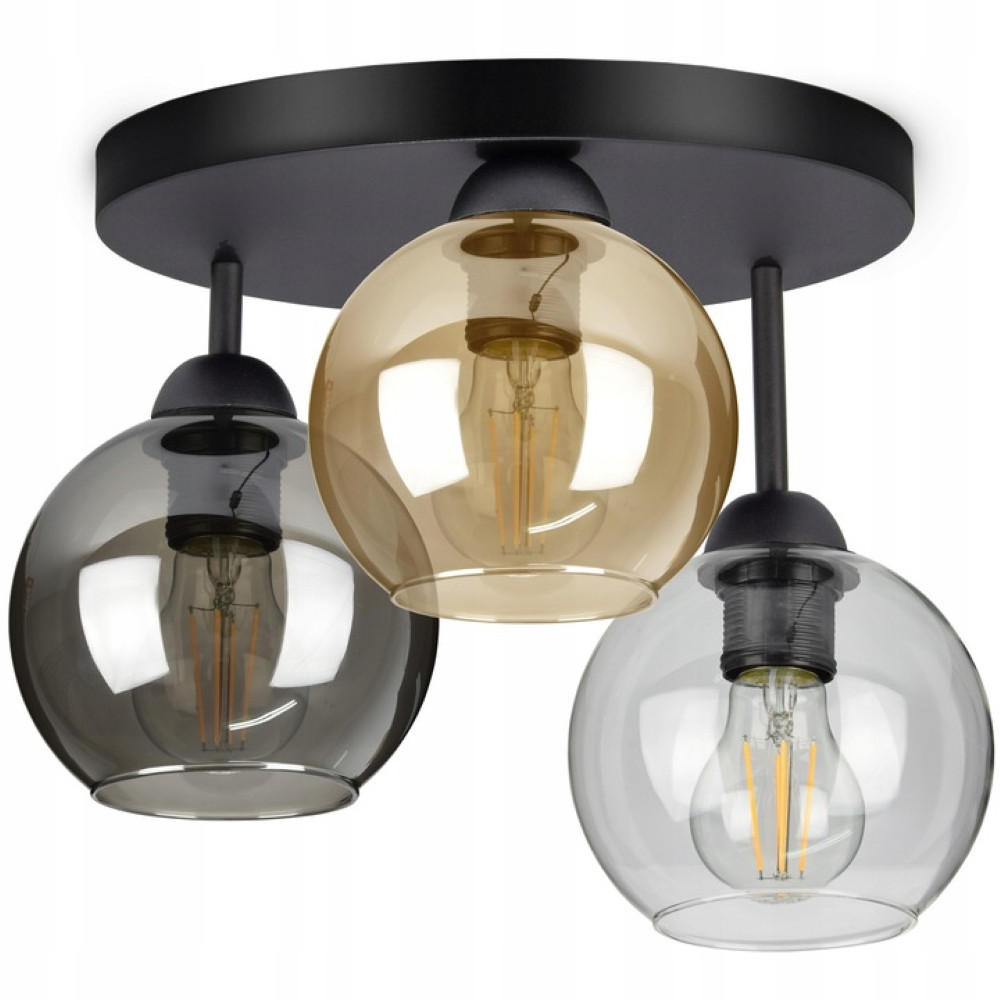 DECKENLEUCHTE HADEN - Transparent/Schwarz, Glas/Metall (30/30/28cm) - kiki design