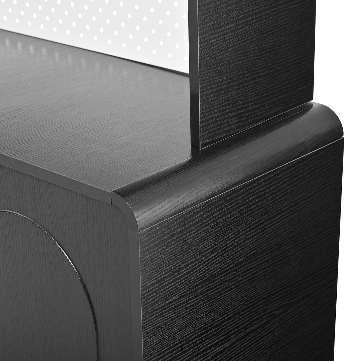 HIGHBOARD in Schwarz Küchenschrank mit Lochbrett und Schubladen für Esszimmer und Küche, B120/T40/H190 cm - Schwarz/Naturfarben, Glas/Holz (120/190/40cm) - STILVORA