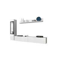 WOHNWAND Vera weiß / weiß Hochglanz lackiert 3-teilig - Weiß Hochglanz/Schwarz, Holz/Holzwerkstoff (210/130/33cm) - Feldmann-Wohnen