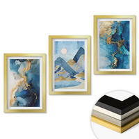 WANDBILDER 3er Set - 20x30 cm Goldrahmen - Abstrakte Muster der Blue Mountains - Goldfarben, Kunststoff (20/30cm) - ArtPrintCave