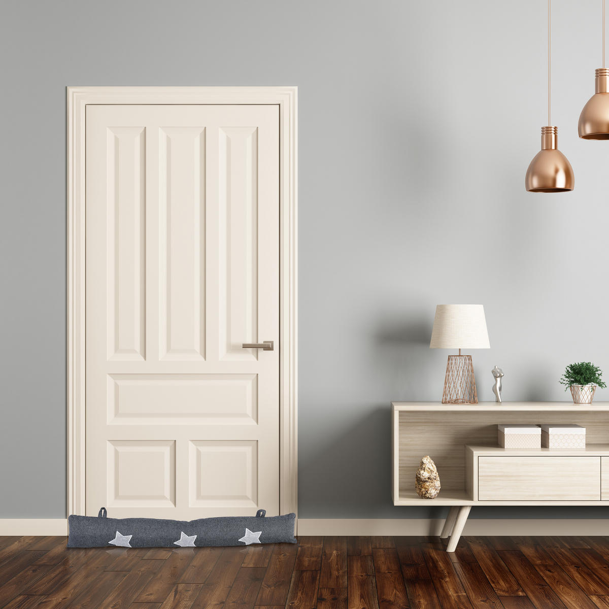 ZUGLUFTSTOPPER - Grau, Naturmaterialen/Kunststoff (76/7cm) - Relaxdays