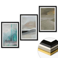 WANDBILDER 3er-Set - 40x60 cm Schwarzer Rahmen - Gemalte abstrakte Dekorationen - Schwarz, Kunststoff (40/60cm) - ArtPrintCave