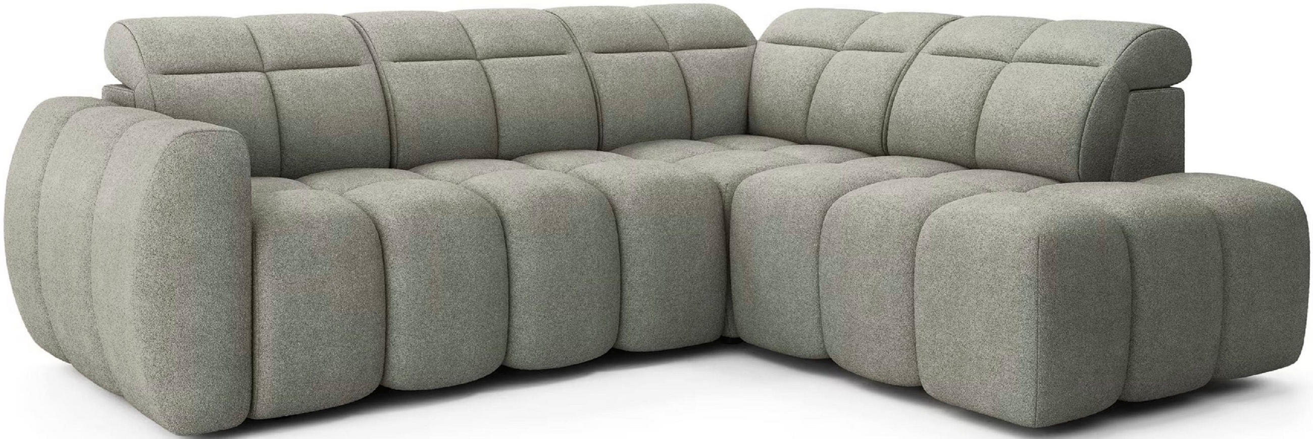 ECKSOFA mit elektrischem Sitzvorschub, Bettkasten und verstellbare Kopflehnen - Grün, Naturmaterialien/Textil (208/258cm) - Eltap