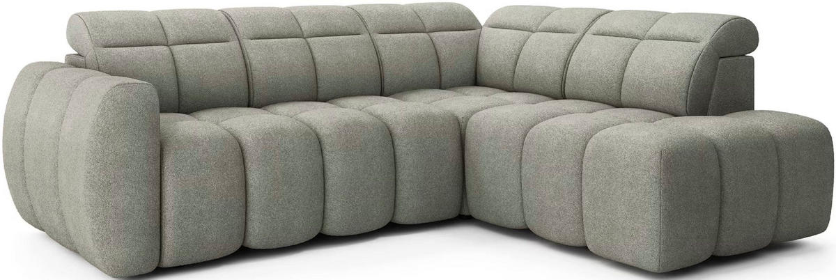 ECKSOFA mit elektrischem Sitzvorschub, Bettkasten und verstellbare Kopflehnen - Grün, Naturmaterialien/Textil (208/258cm) - Eltap