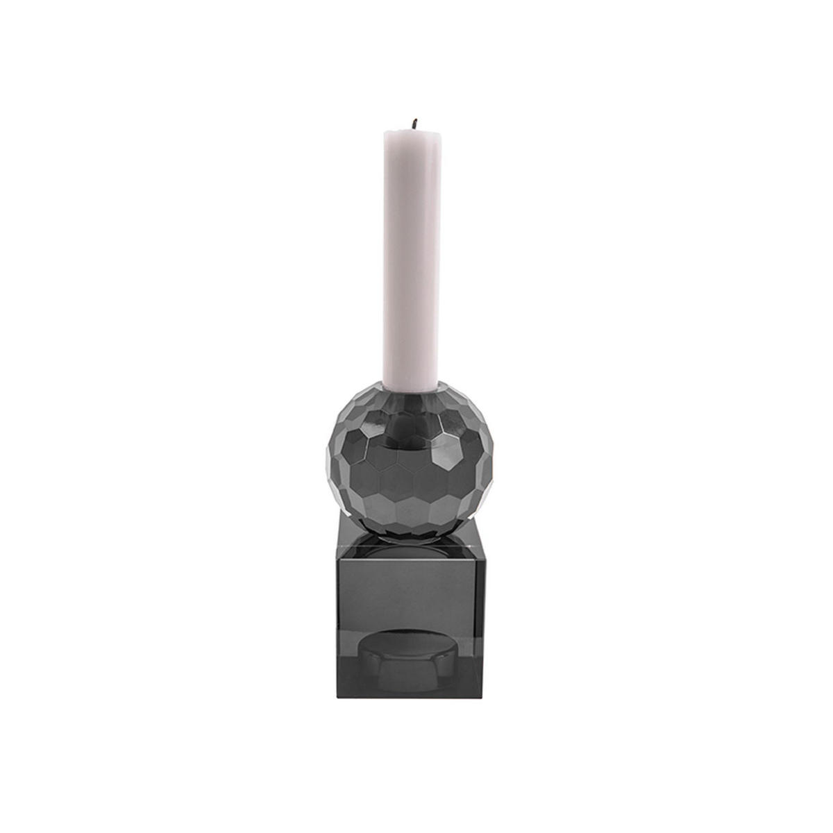 KERZENSTÄNDER Crystal Art Medium Squared - Schwarz - 6/6/13 cm - Schwarz, Glas (6/13/6cm) - Present Time