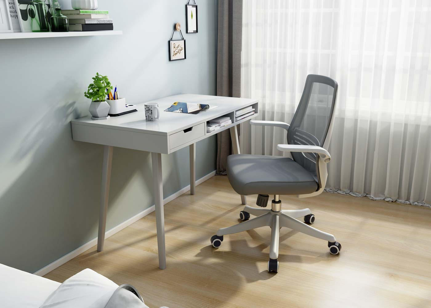 BÜROSTUHL Grau - Grau, Textil (63/99/46cm) - SIHOO